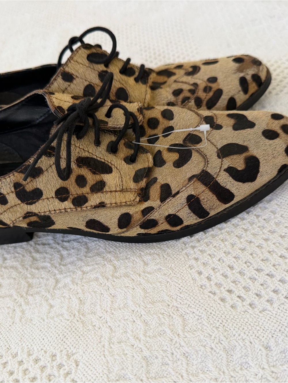 ASOS Leopard-Print Lace-Up Flats in Tan and Black